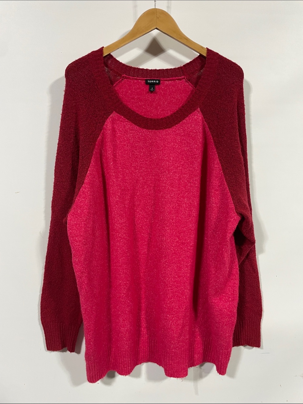torrid Two-Tone Raspberry & Wine Raglan Sweater